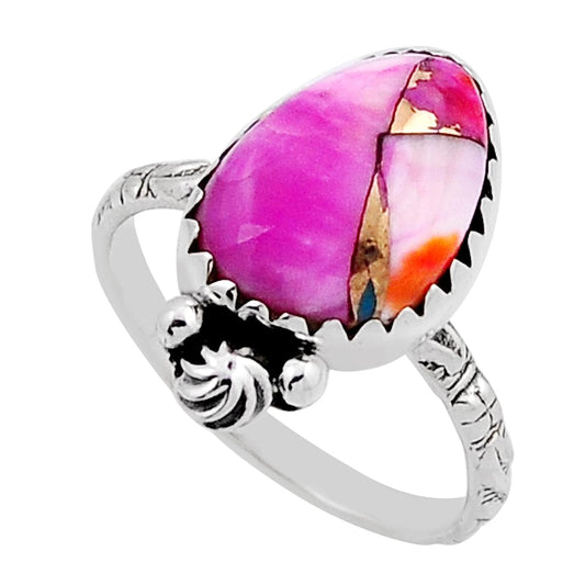 925 silver solitaire spiny oyster arizona turquoise ring size 8