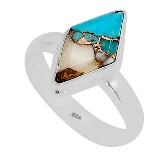 925 silver solitaire spiny oyster arizona turquoise ring size 8