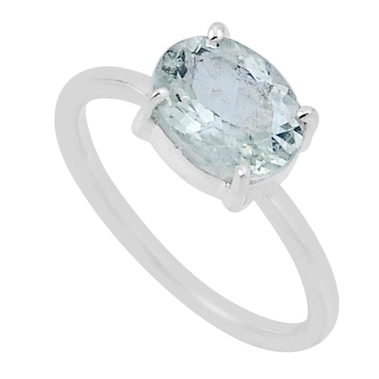 925 sterling silver faceted natural green amethyst ring size 7