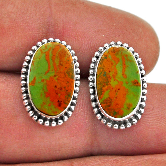 925 sterling silver green Arizona turquoise stud earrings