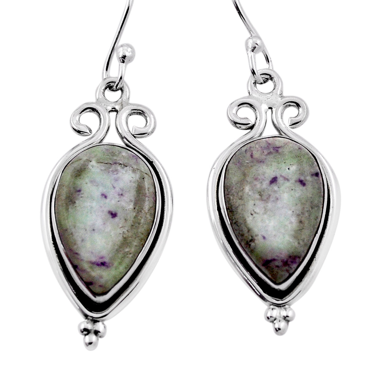 925 sterling silver natural kammererite dangle earrings