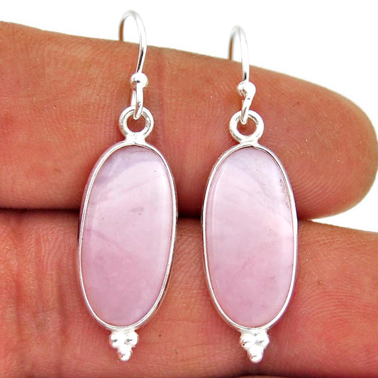925 sterling silver natural pink opal dangle earrings