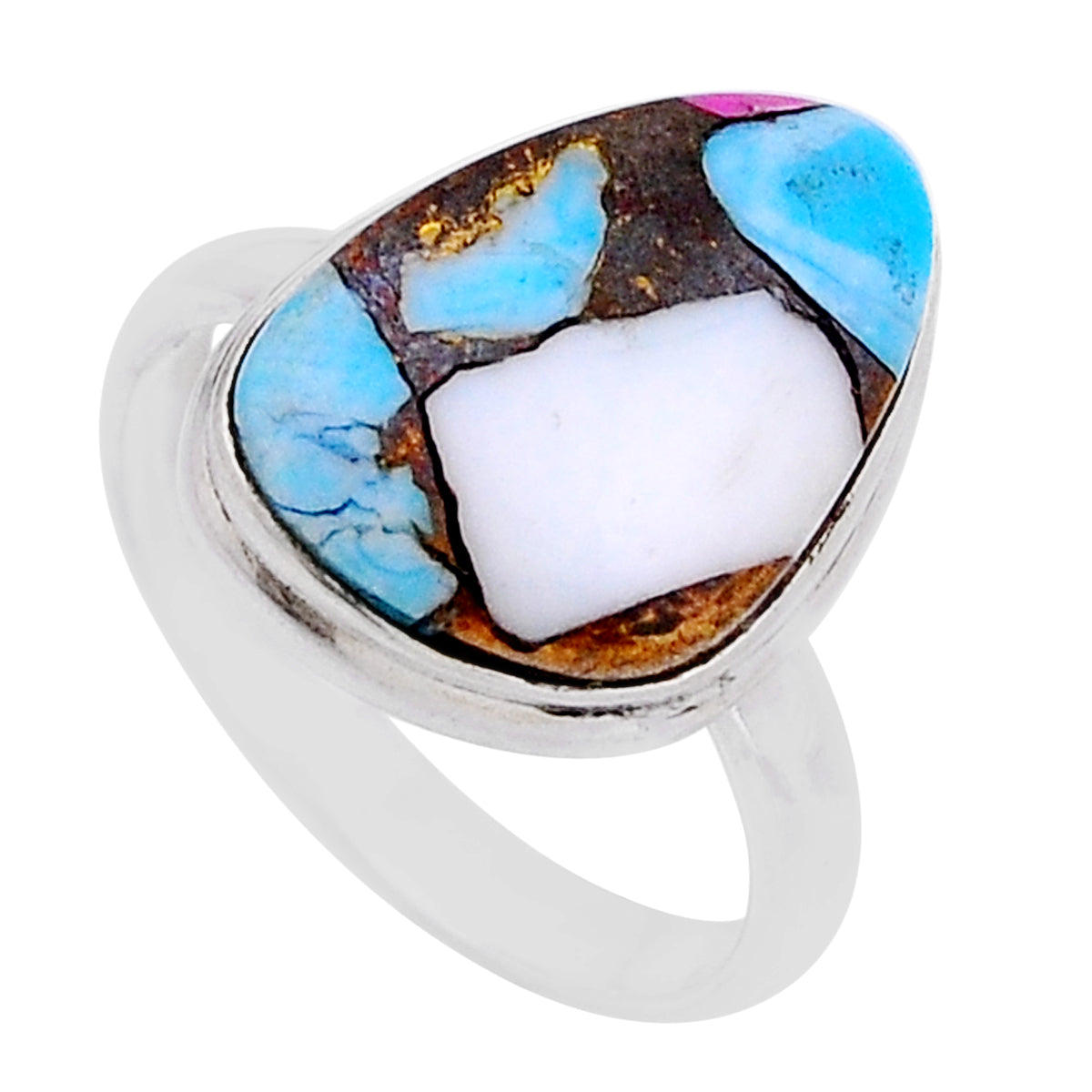 925 sterling silver solitaire cotton candy turquoise ring size 9