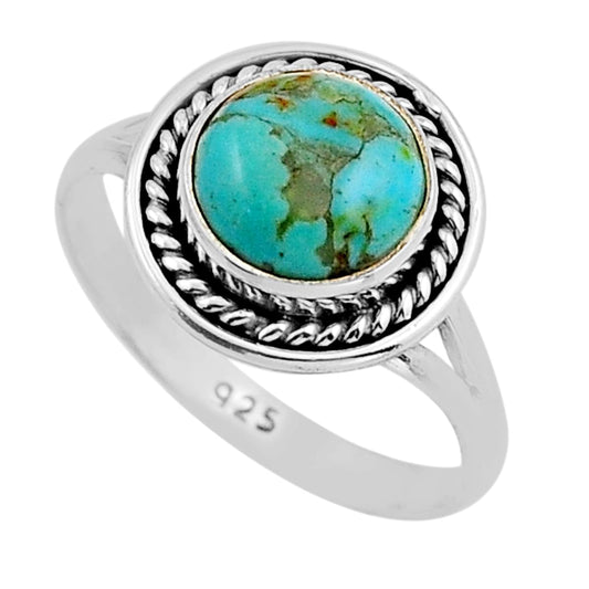 925 sterling silver solitaire fine green turquoise ring size 7