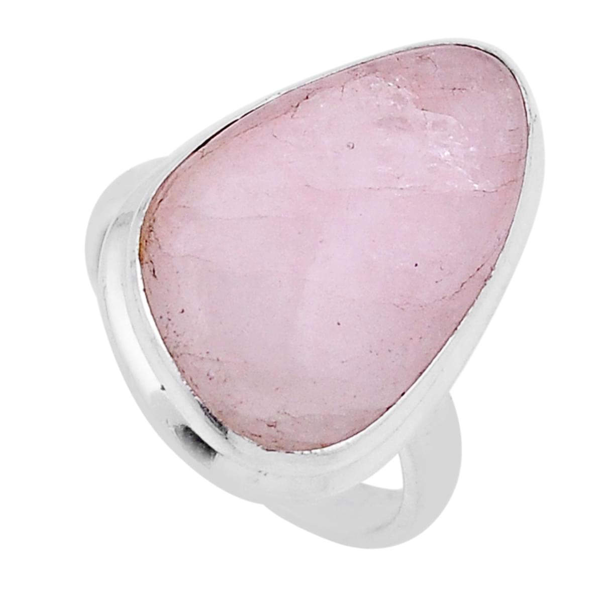 925 sterling silver solitaire natural pink kunzite ring size 6