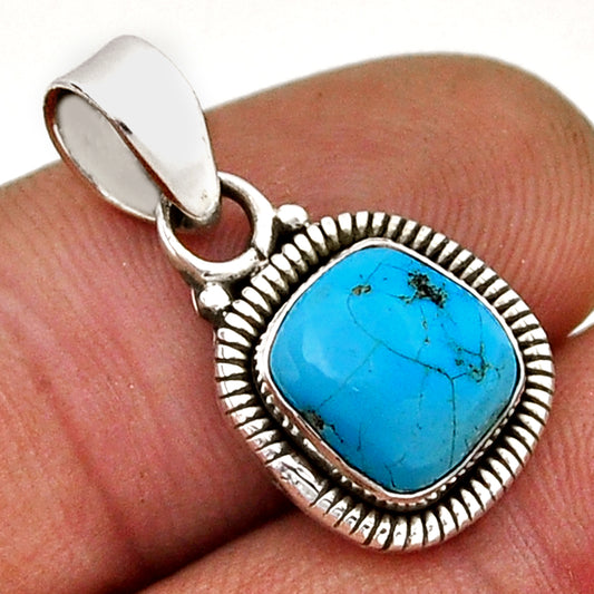 925 sterling silver south hills turquoise cushion pendant jewelry