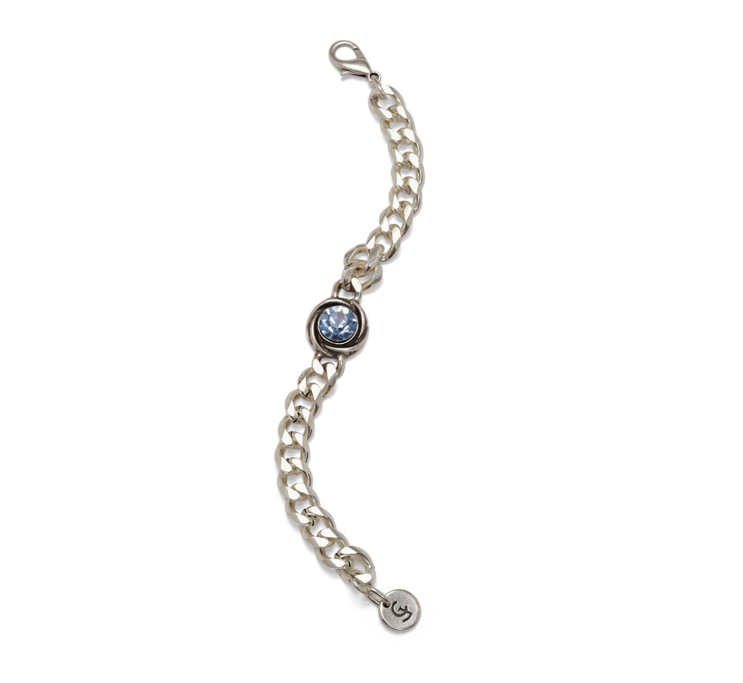 Handmade Blue Crystal Pewter Bracelet - NB2528
