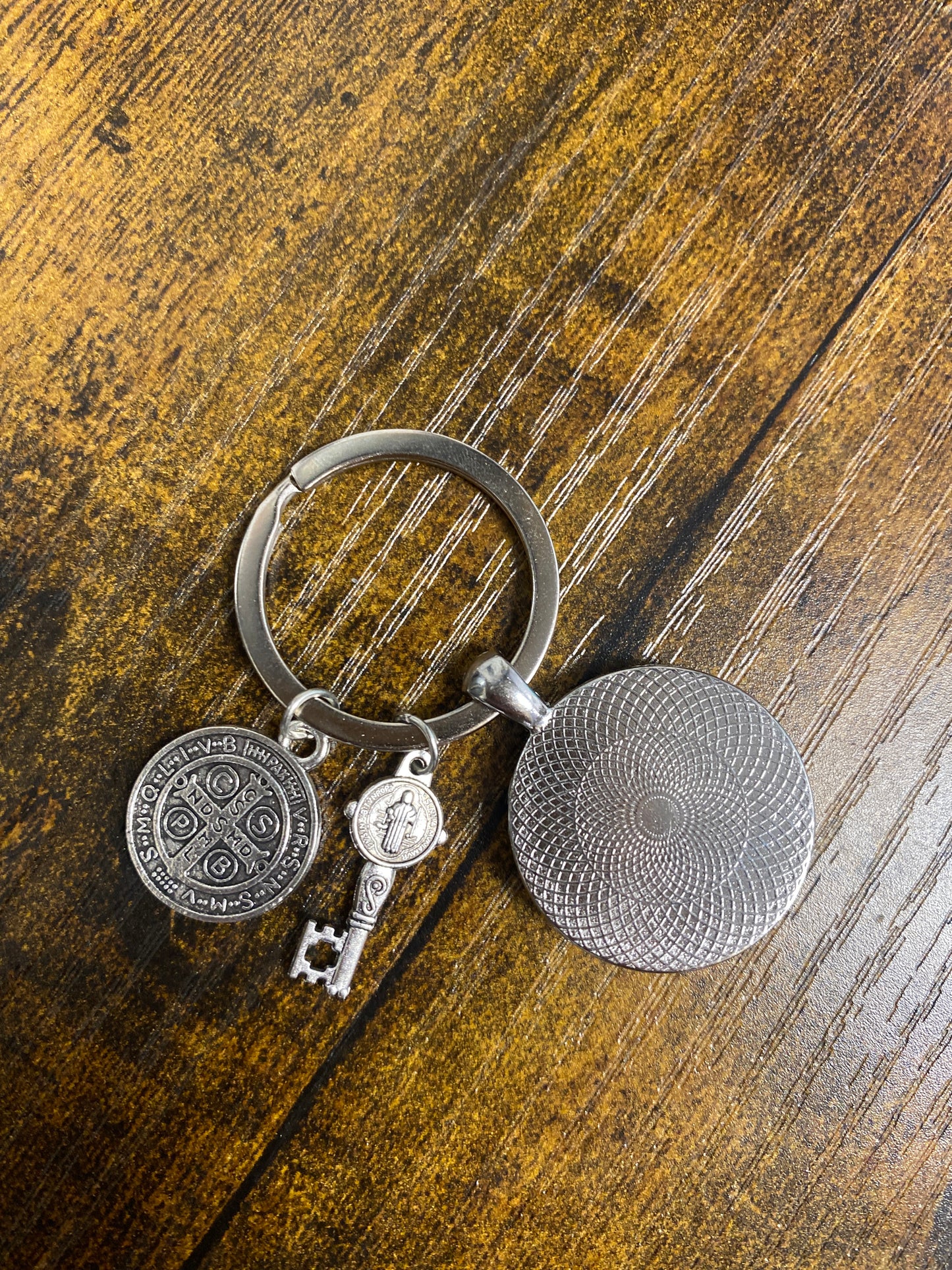 Saint Benedict Silver Key Chain