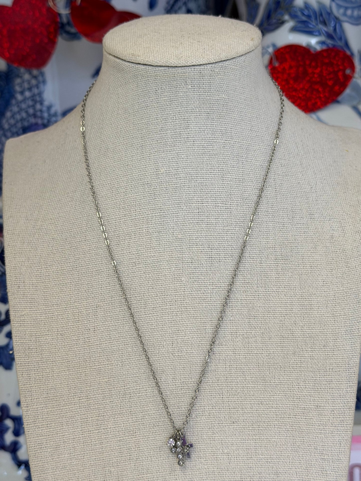 Dainty Silver Stainless Multi Charm Necklace