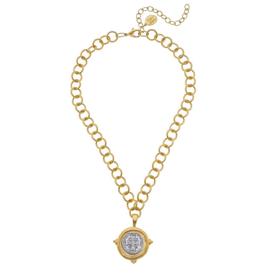 Gold and Silver St Benedict Cross Necklace