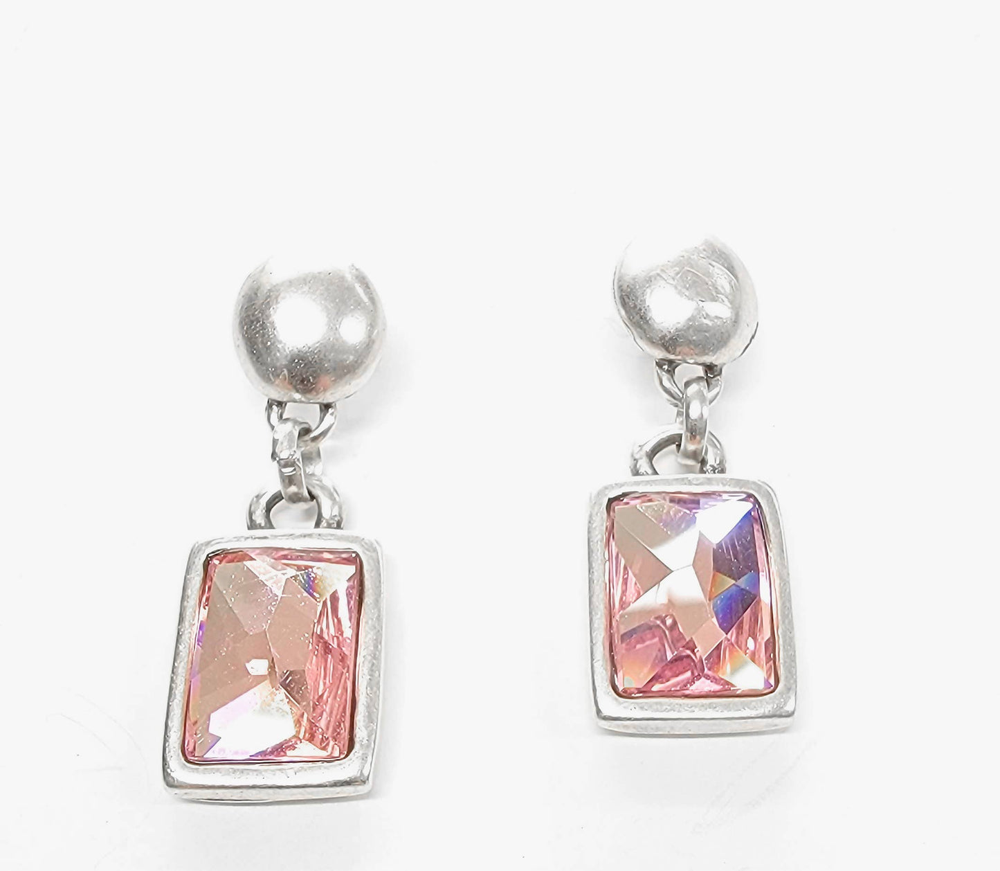 Handmade Pink Crystal Pewter Earrings - 1816 Pink