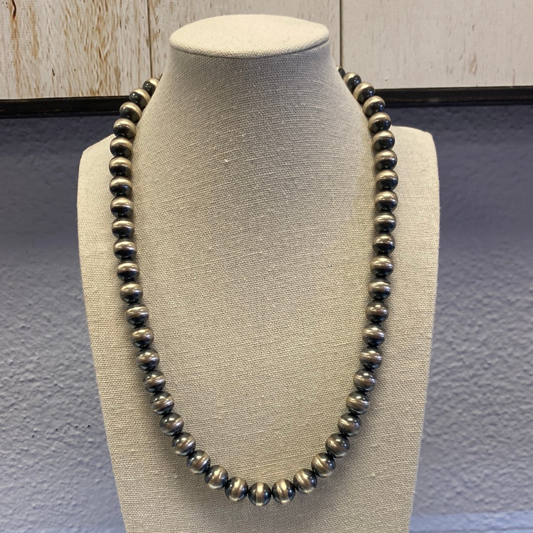 20" 10MM " NAVAJO STYLE" STERLING PEARLS