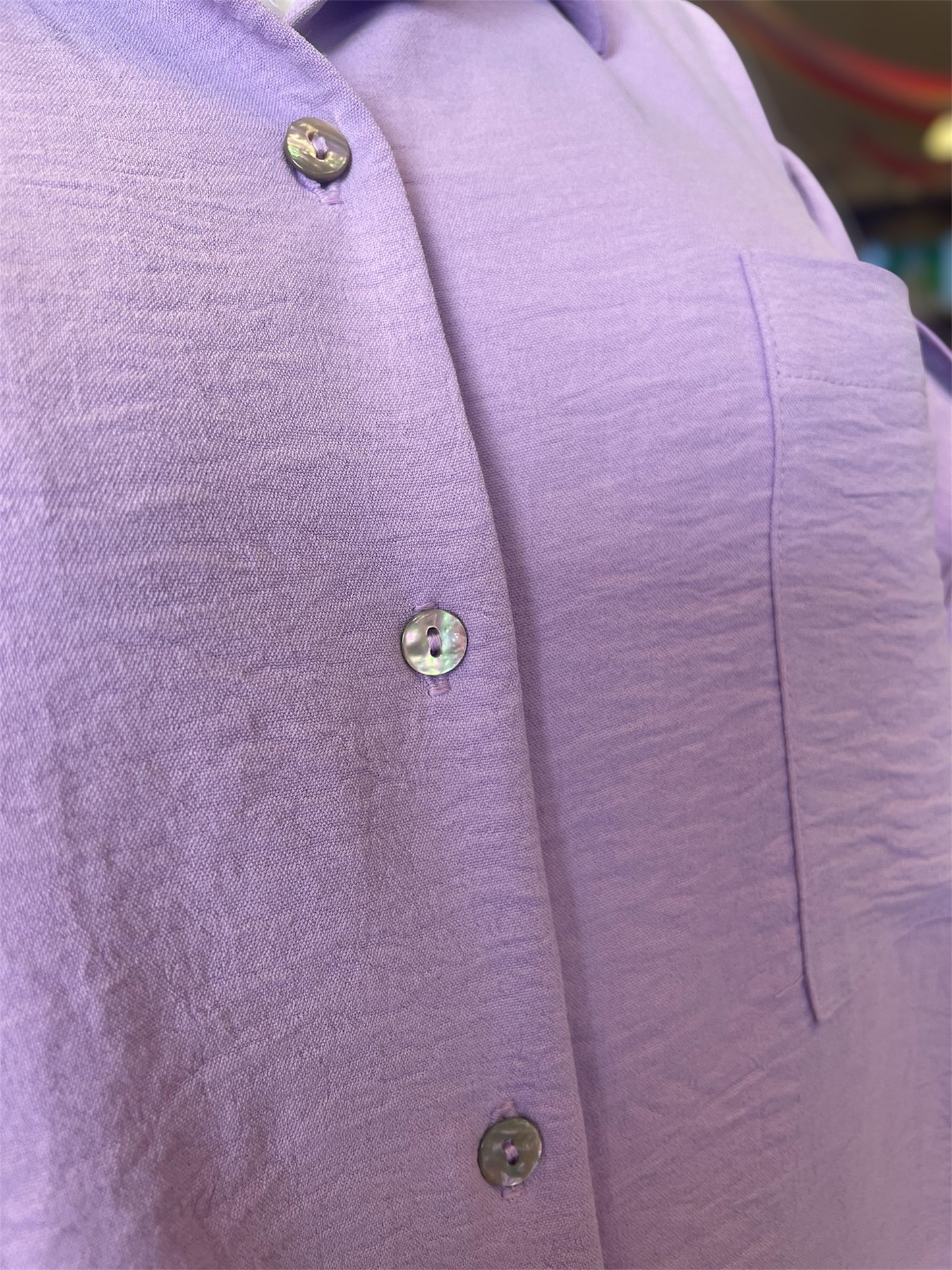 Lilac Mother Of Pearl Button Top (Curvy)