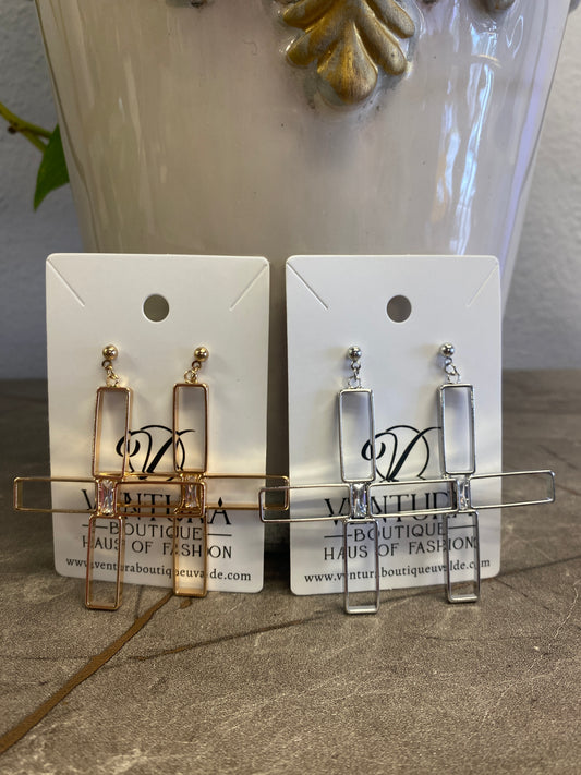 Post Stud Crystal Cross Earrings