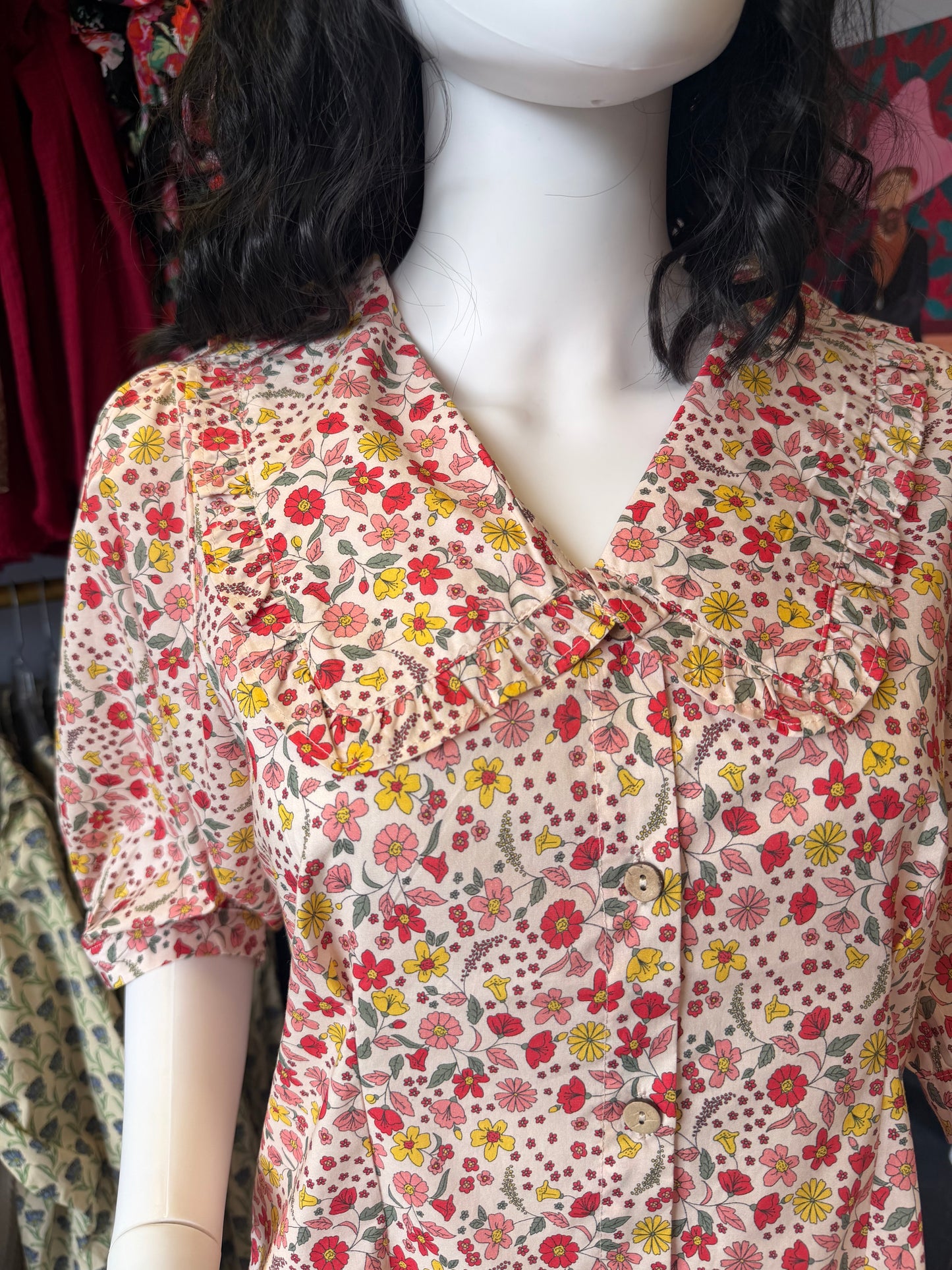 Pink Floral Print Mini Dress