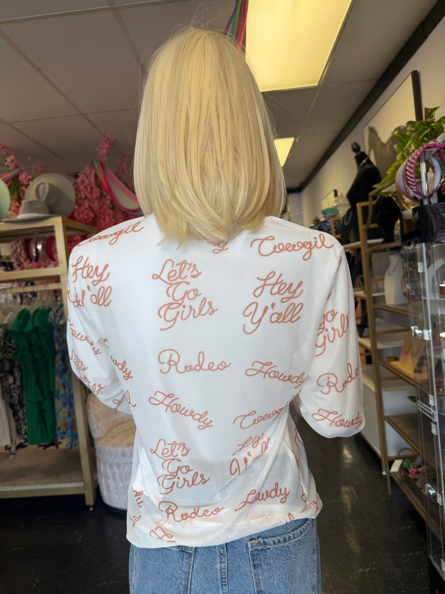 Mesh White Howdy Top