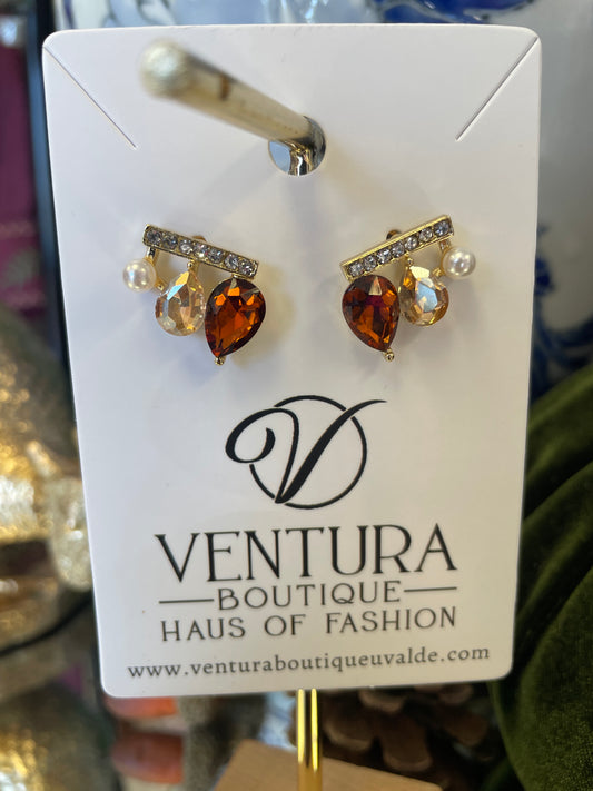 Fall Crystal Stud Earrings