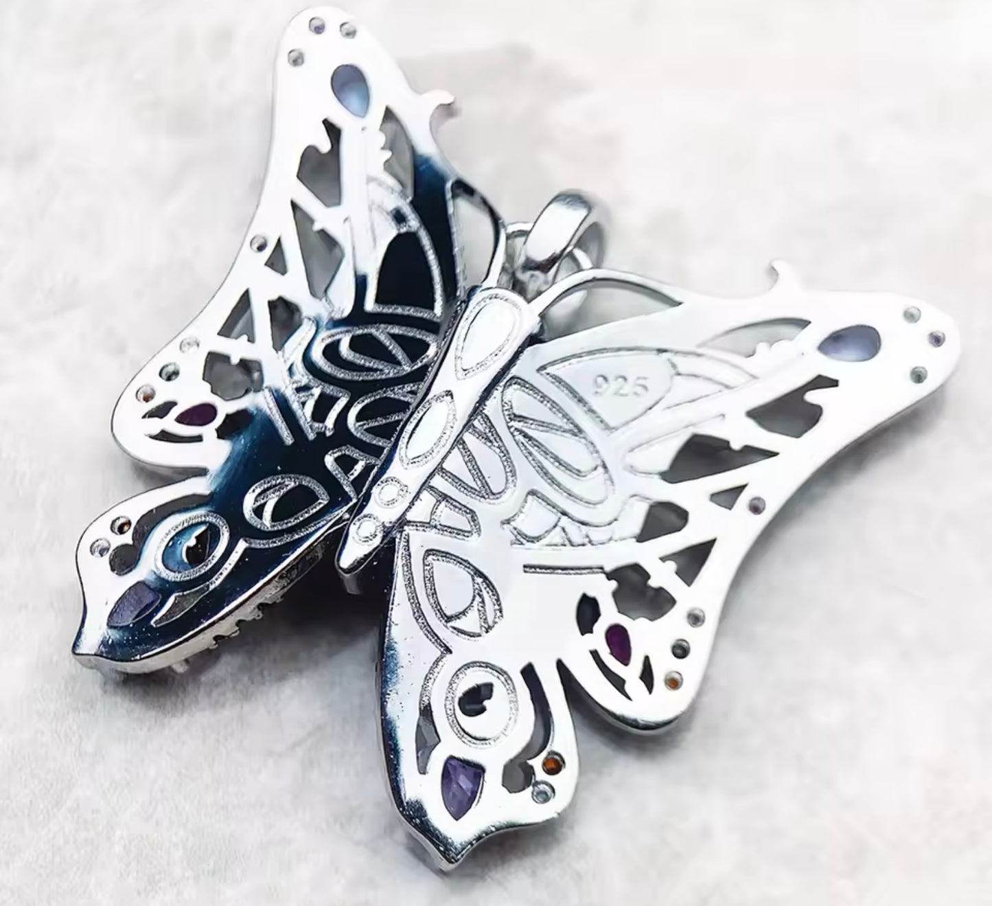 Jess Gemstone Butterfly 🦋 Pendant 925 Sterling Silver