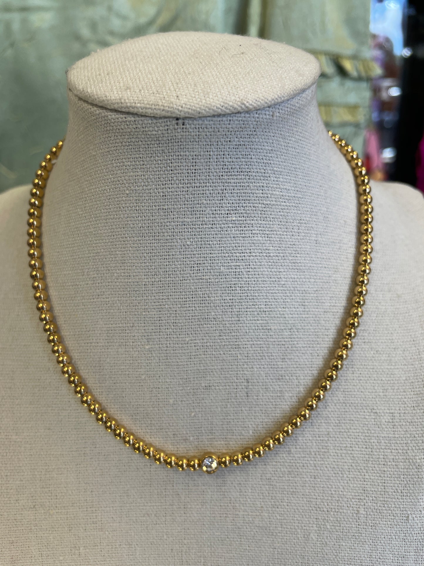 Stainless Gold Plated Beaded Crystal Necklaces Silver Or Gold