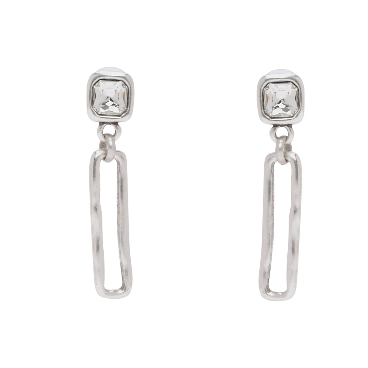 Handmade Clear Crystal Pewter Earrings - 1962