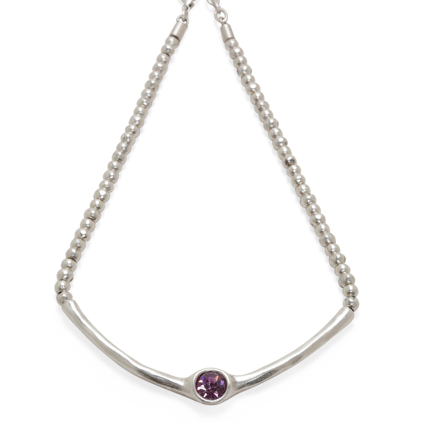 Handmade Crystal Pewter Necklace - NN3518 Pink