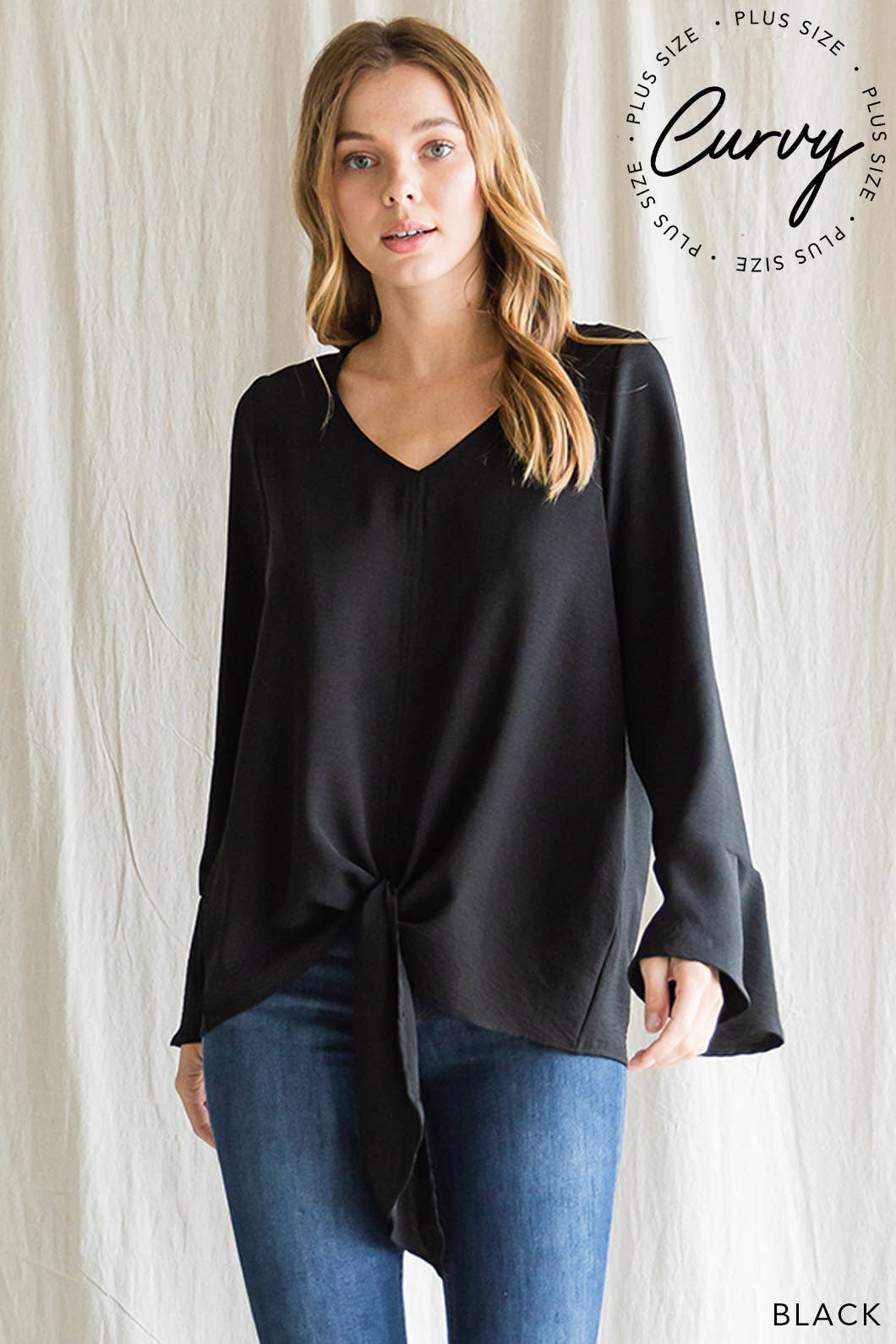 Women's V Neck Bell Sleeve Top