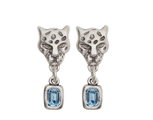 Handmade Tiger Blue Crystal Pewter Earrings - NE1514
