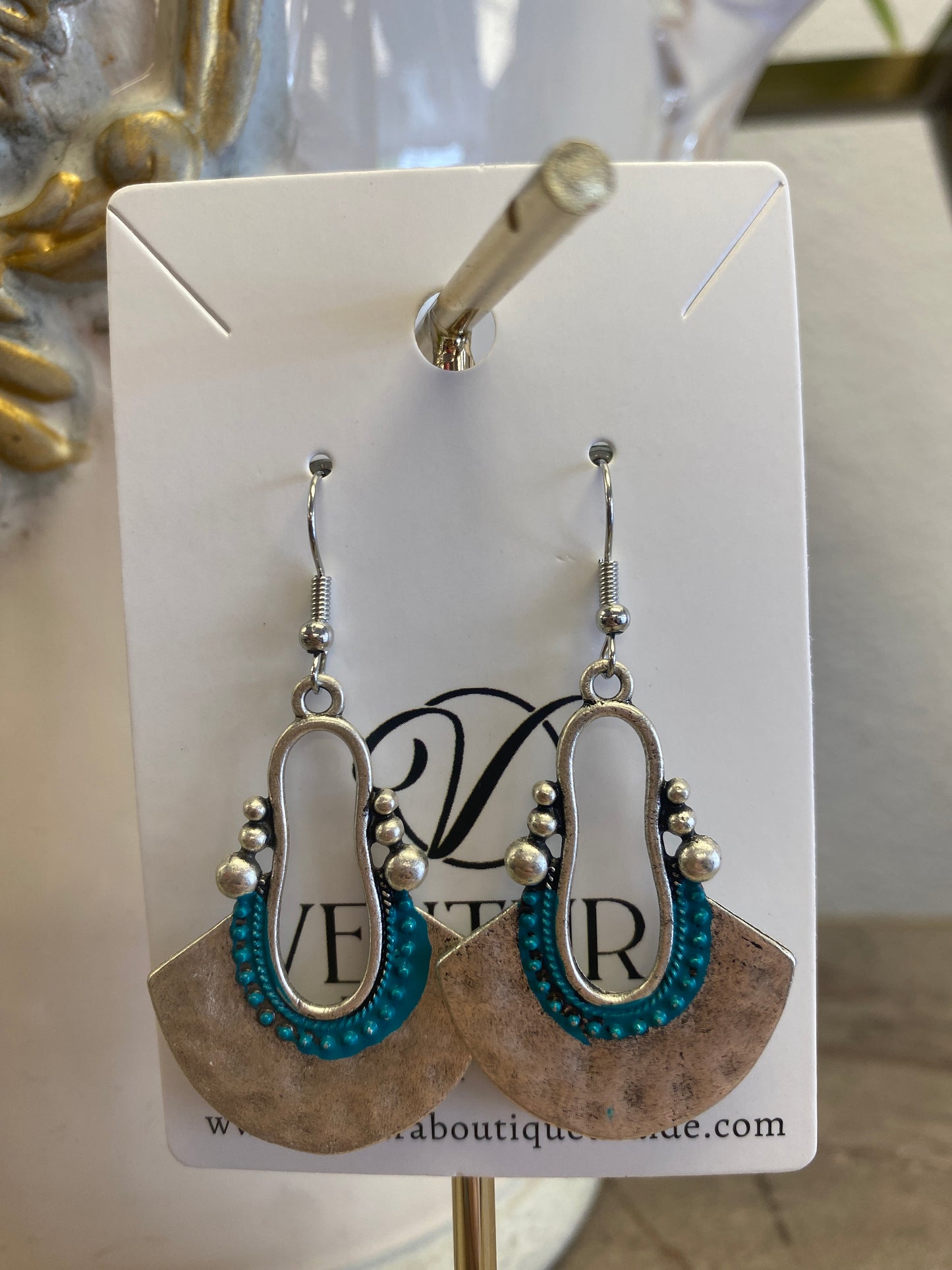 Silver Brushed Hook Drop Earrings