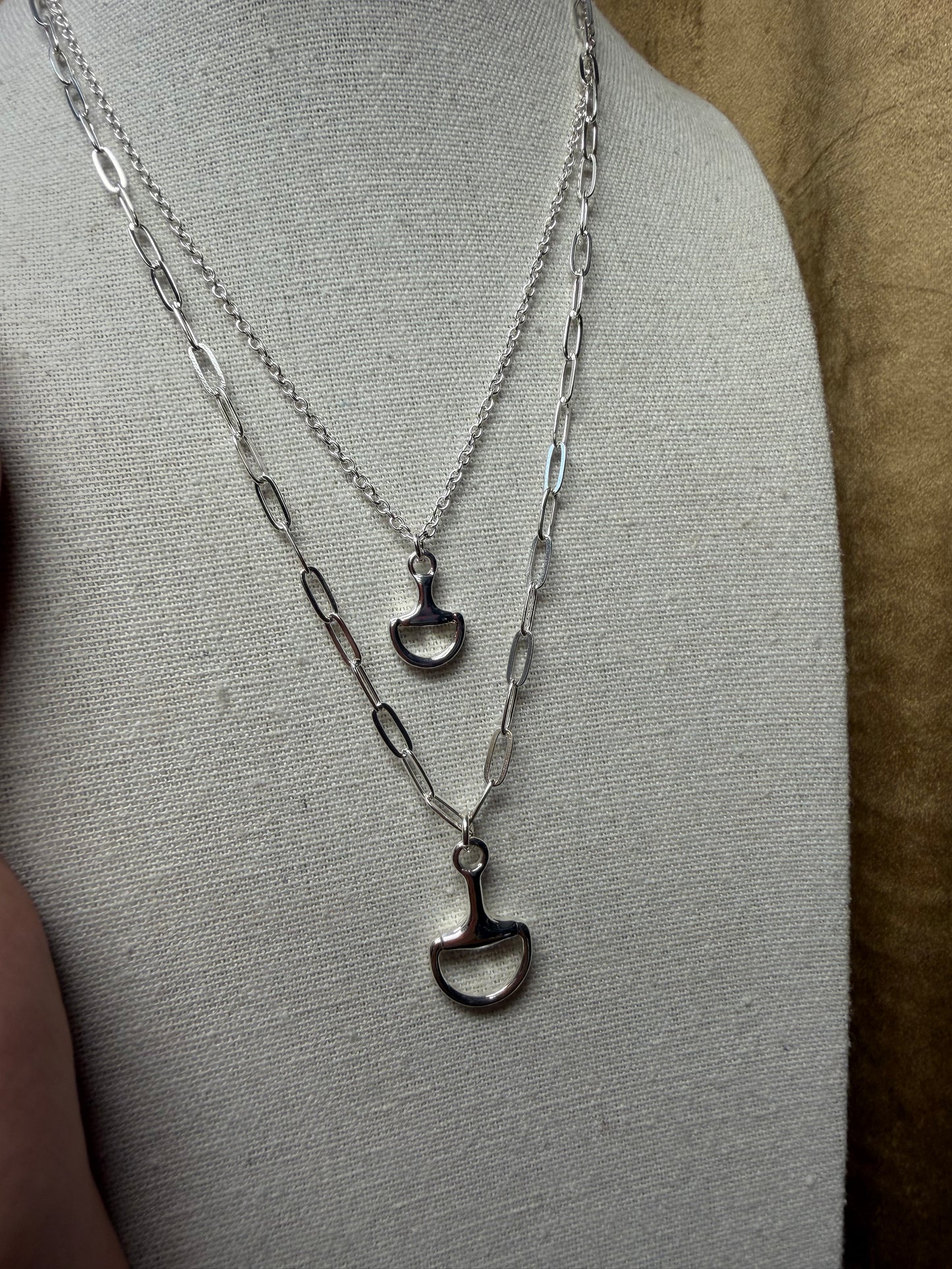 Double Horse Bit Layered Necklace