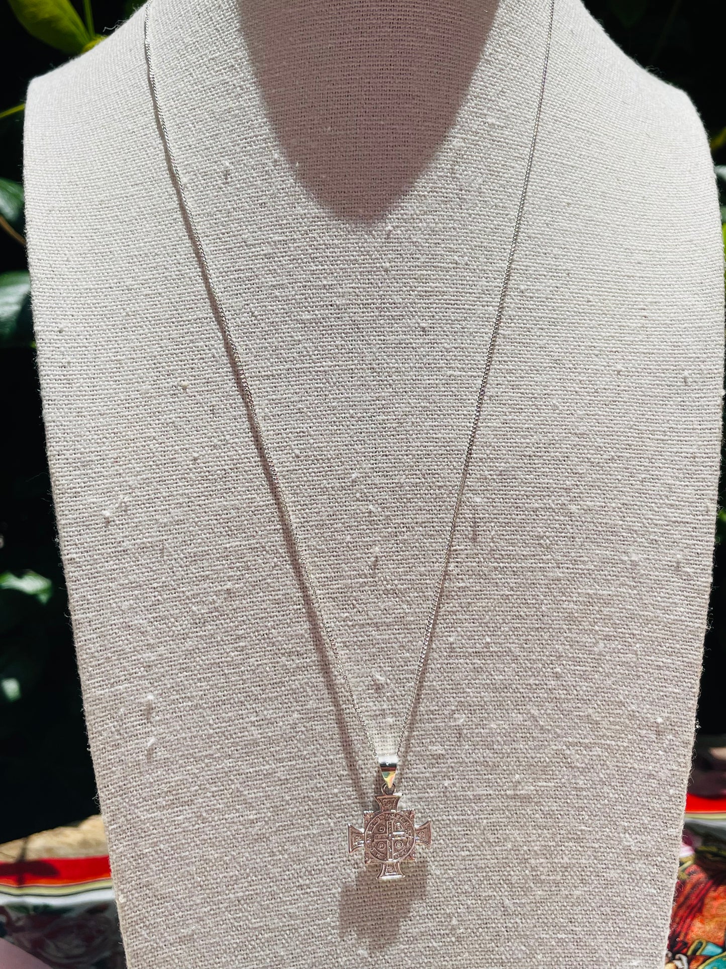 Sterling Silver Saint Benedict Small Pendant On Chain