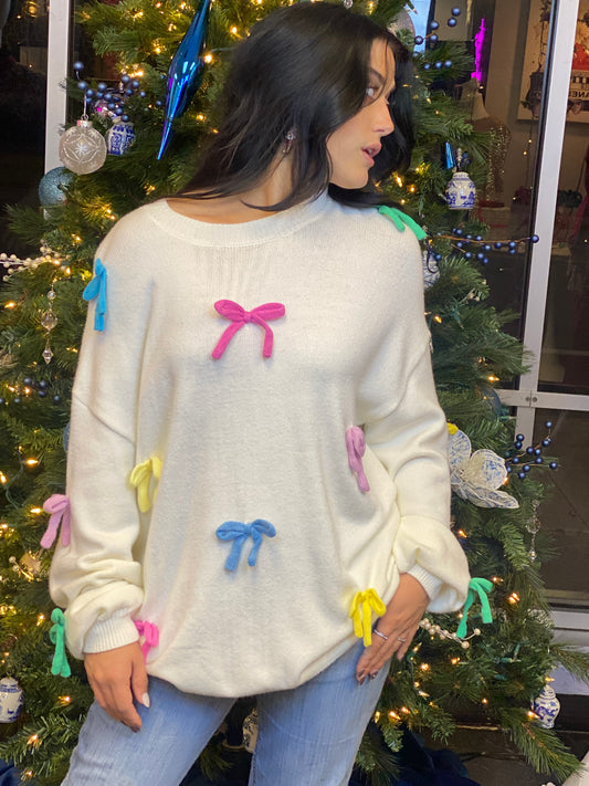 Oversized Bow Colorful Sweater