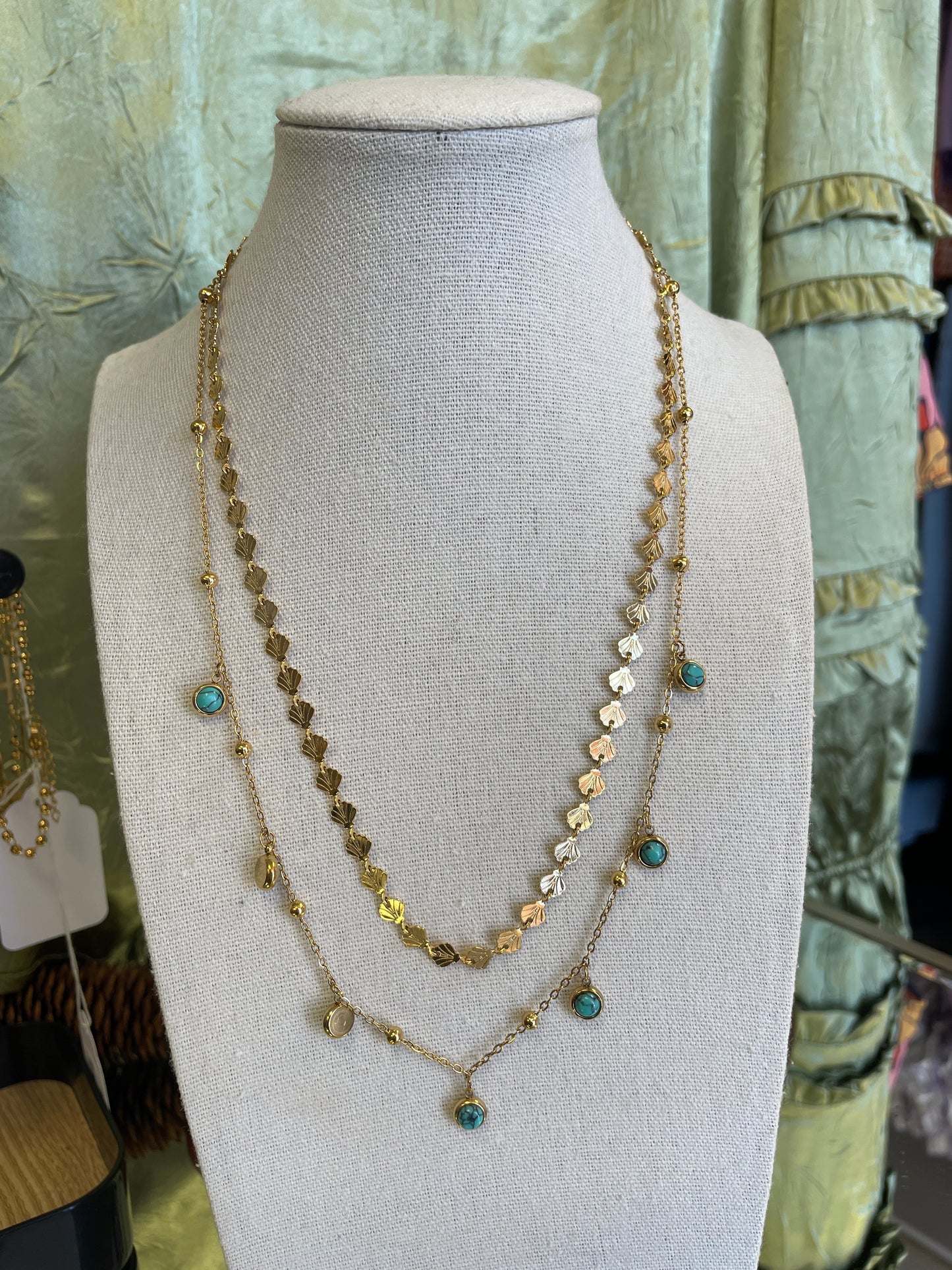 Stainless Gold Plated Double Necklace