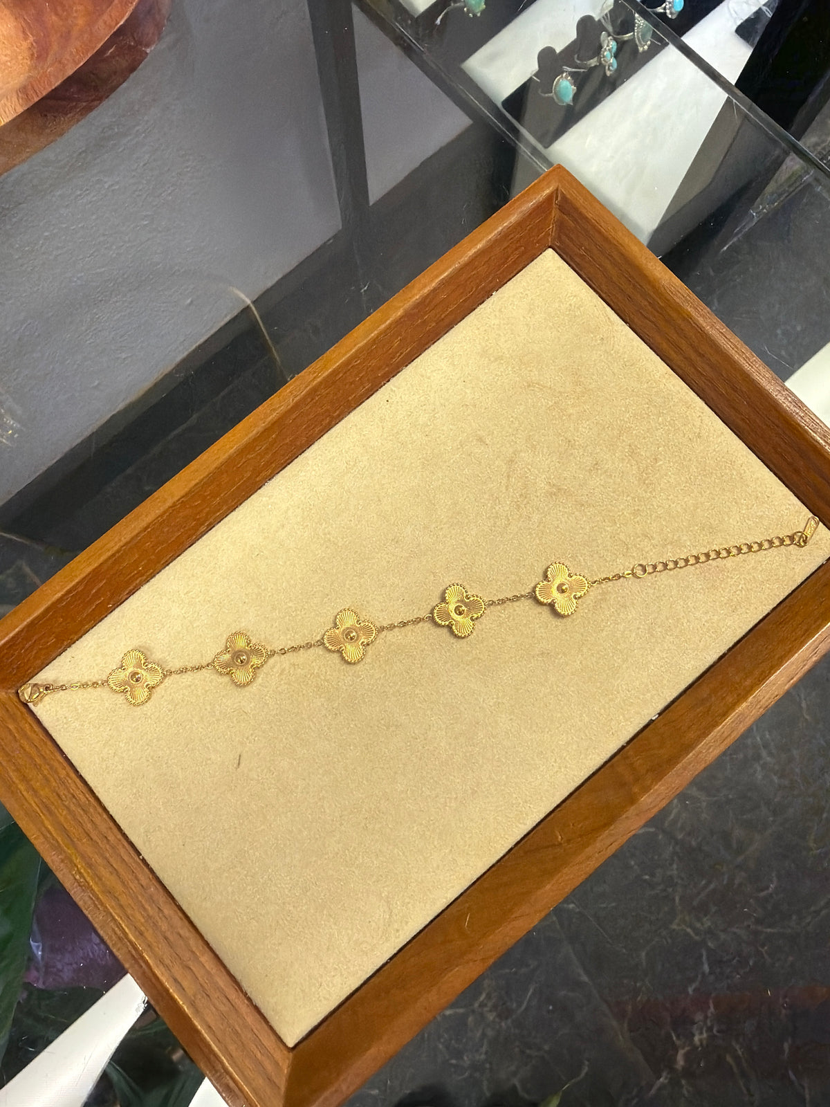 Stainless Steel Gold Plated Clover Bracelet