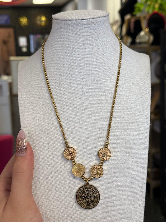 Stainless Gold Plated Muti Charm Necklace