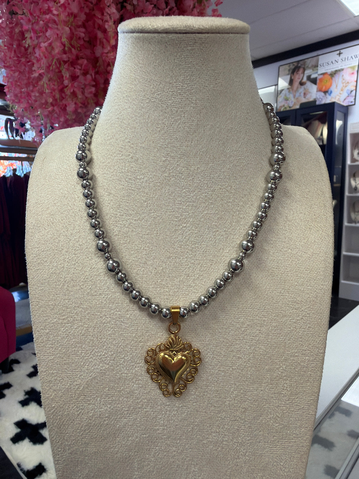 Gold Plated Stainless Steel Beaded Necklace