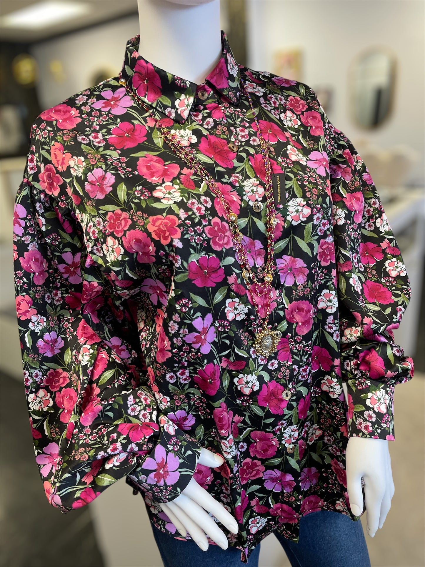 Floral Button-up Long Sleeve Blouse