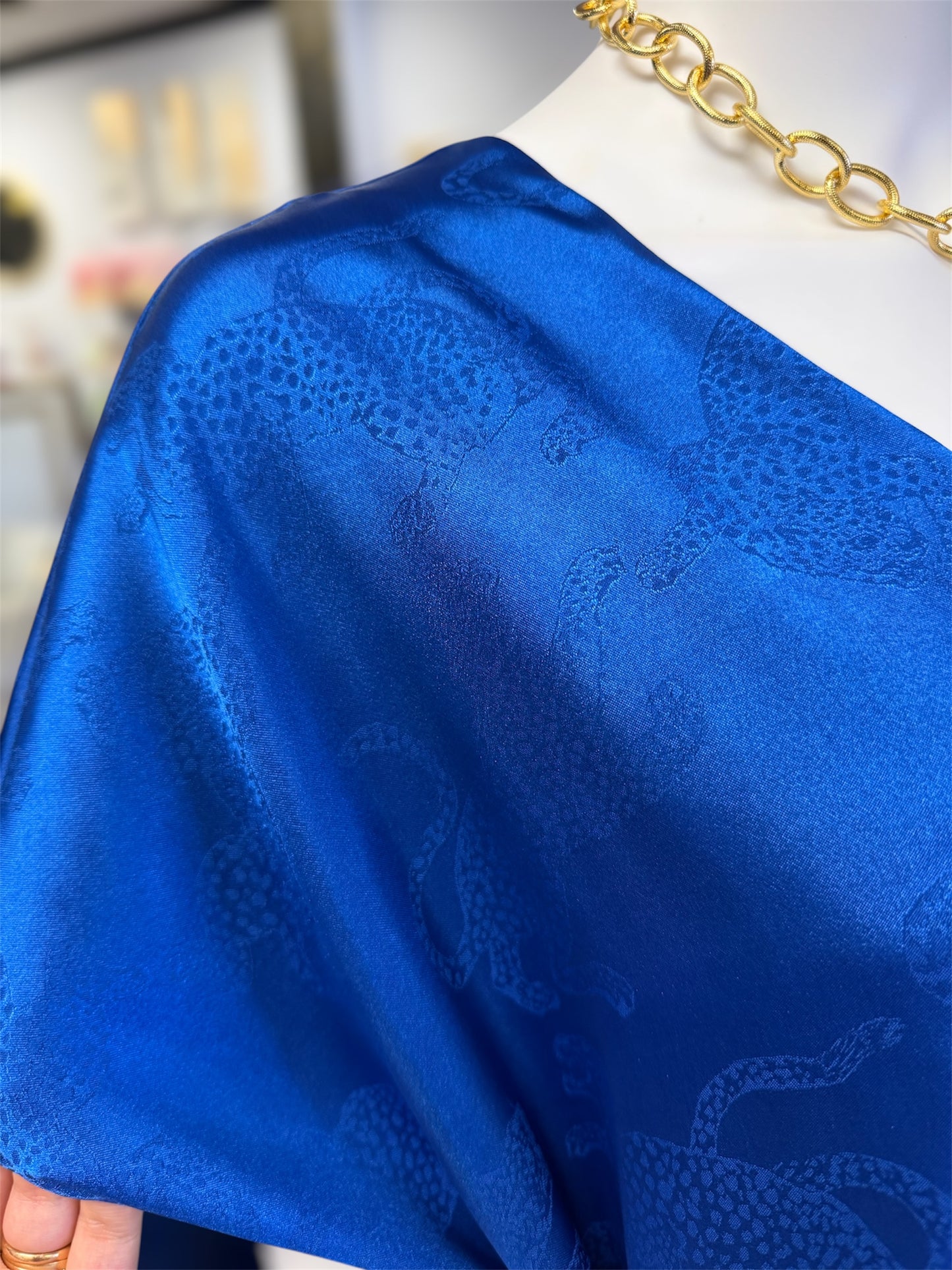 Royal Blue Roar Satin V-Neck Top