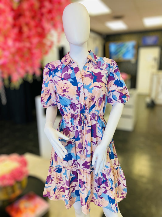 Floral Print Button Up Dress