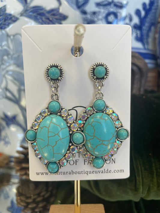 AB Stone Western Post Stud Earrings