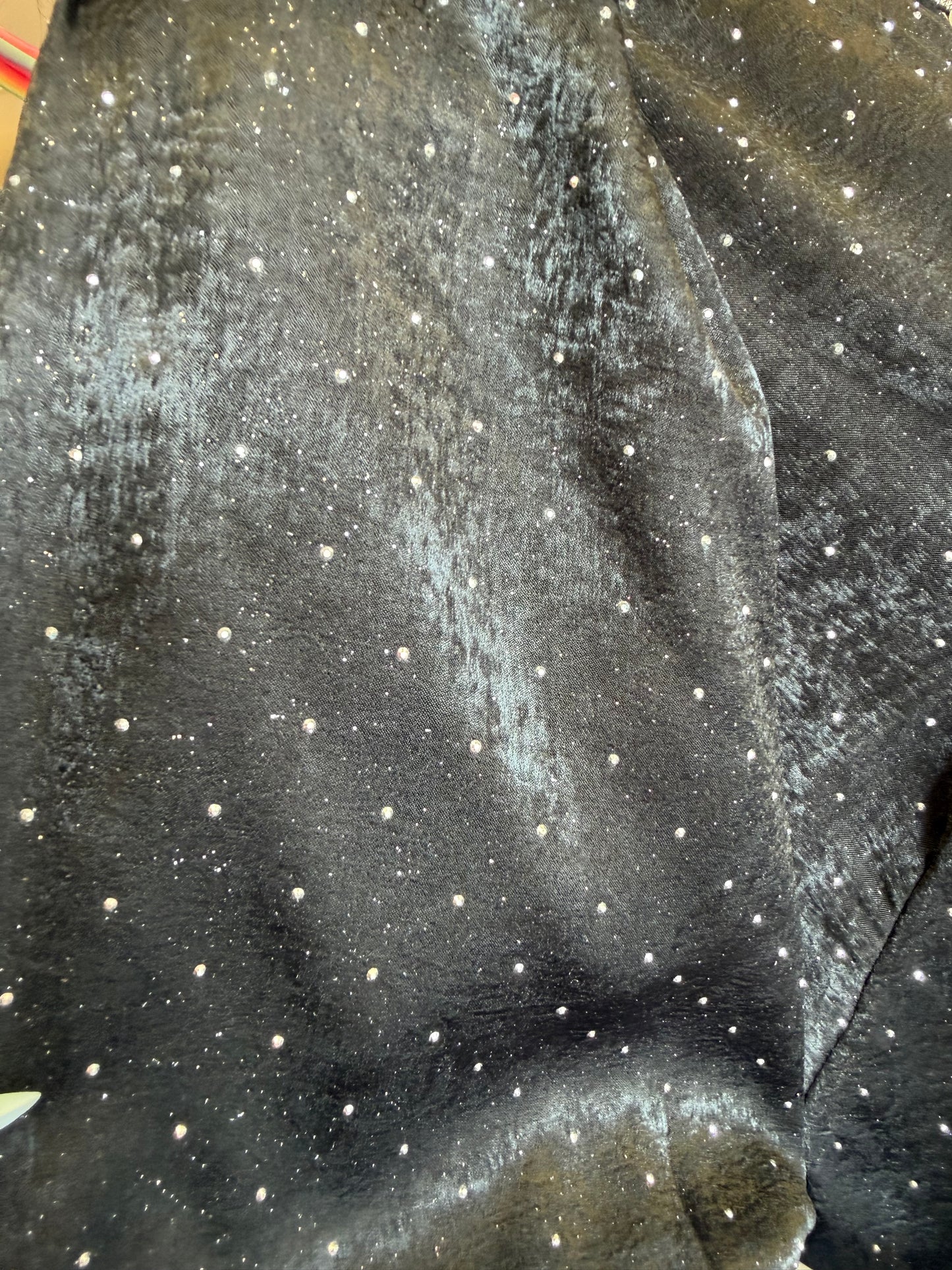 Rhinestone Satin Round Neck Blouse