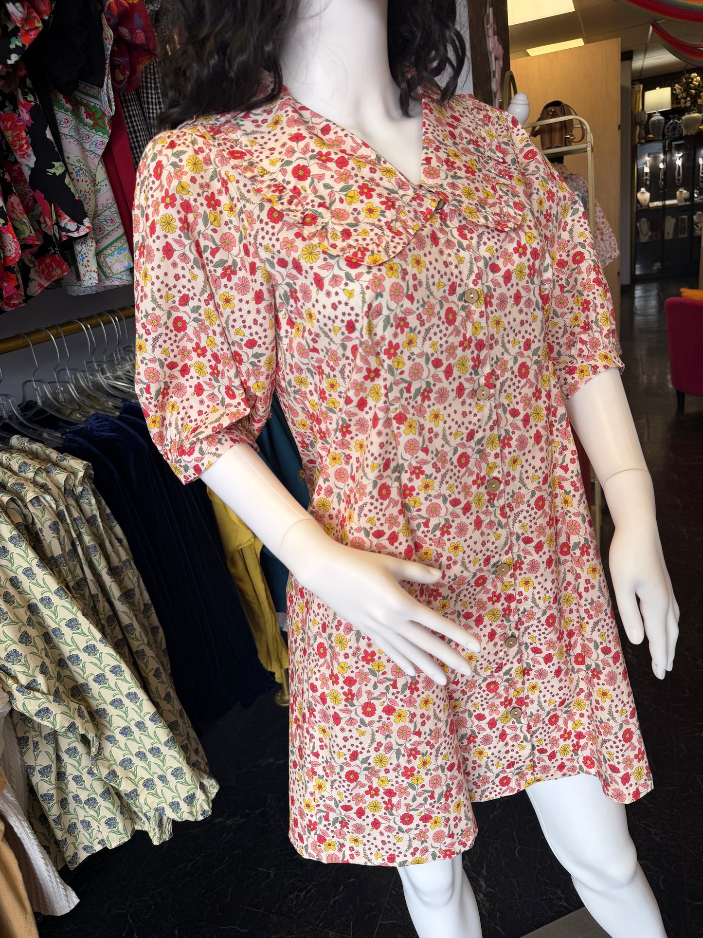 Pink Floral Print Mini Dress