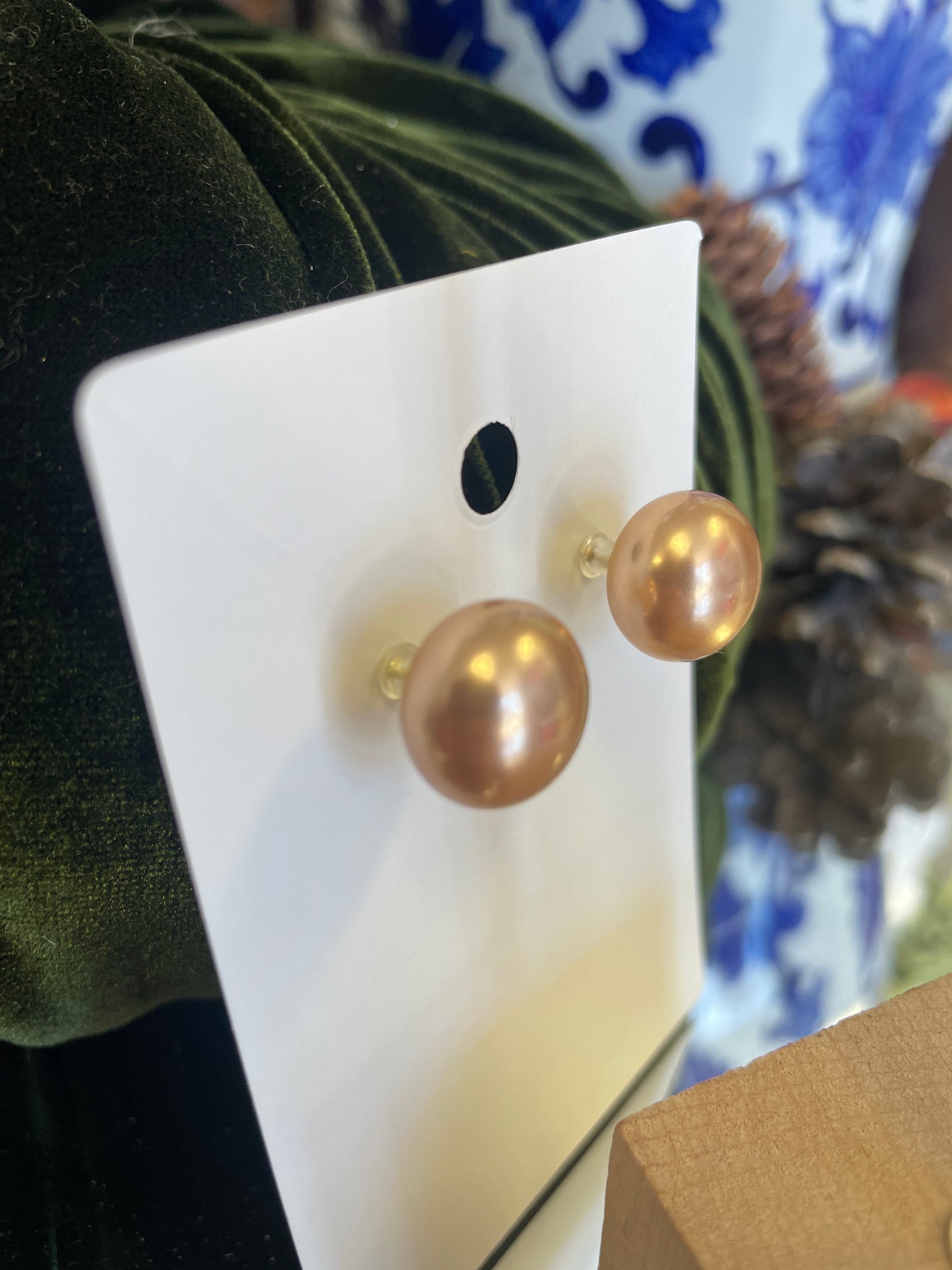 Orange Stud Earring With Pearl Backing
