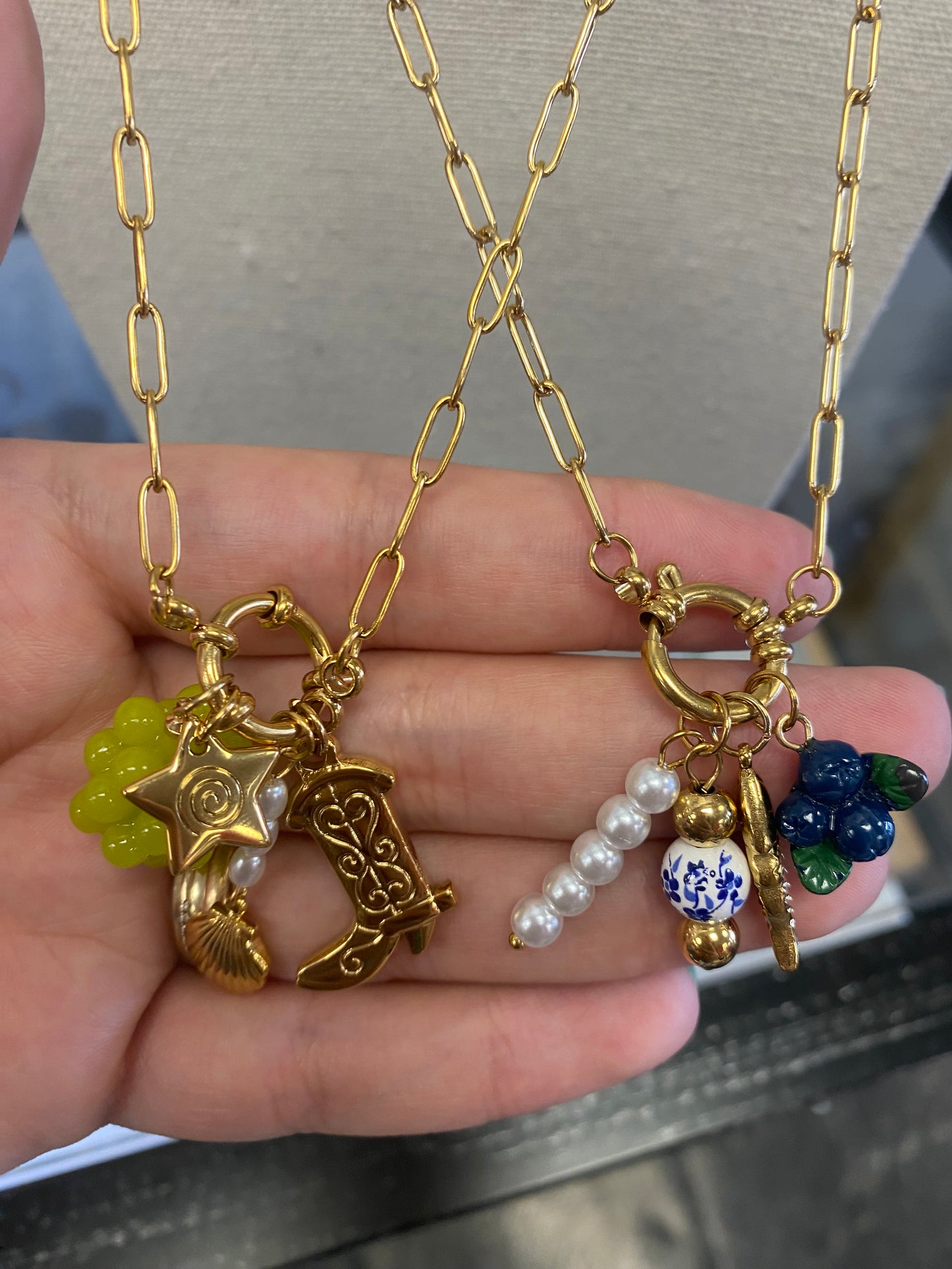 Stainless Gold Plated Charm Necklaces