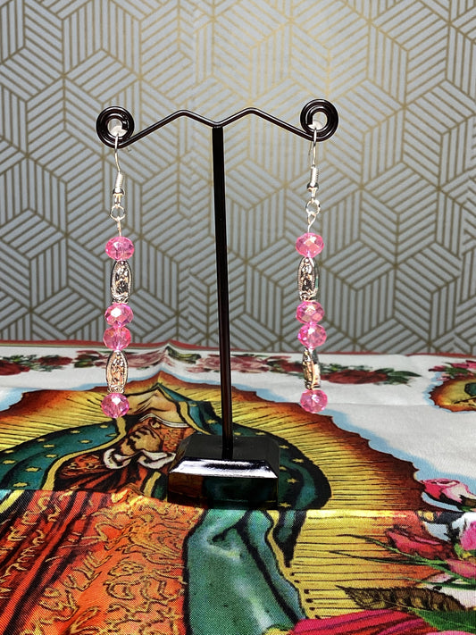 Mary 8mm Pink Beaded Earrings