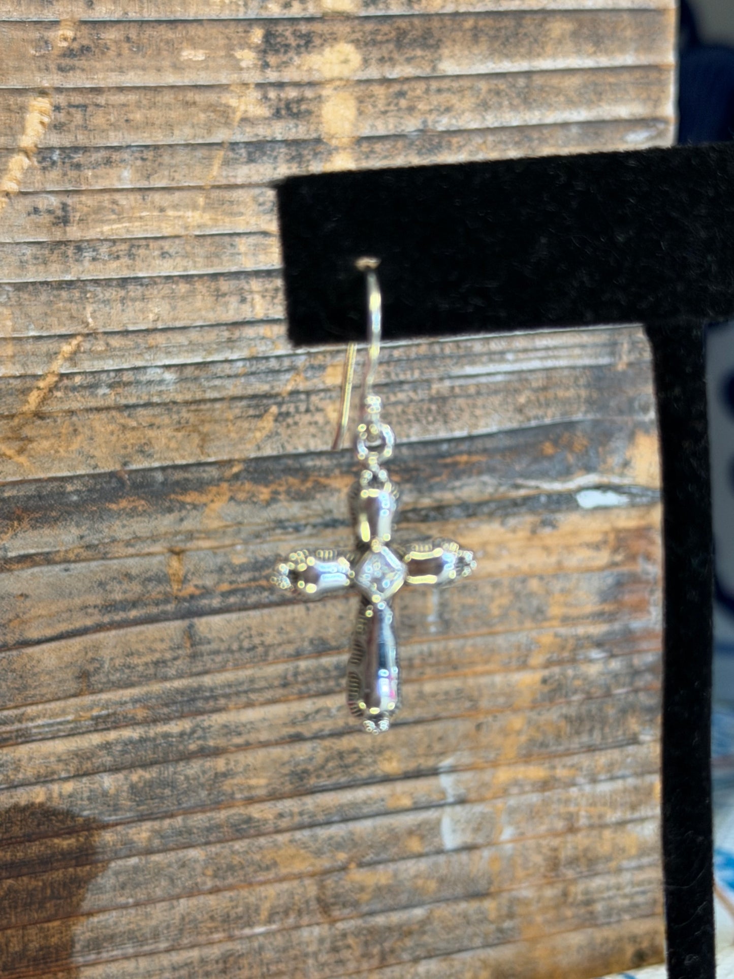 Sterling Silver Crystal Cross Earrings