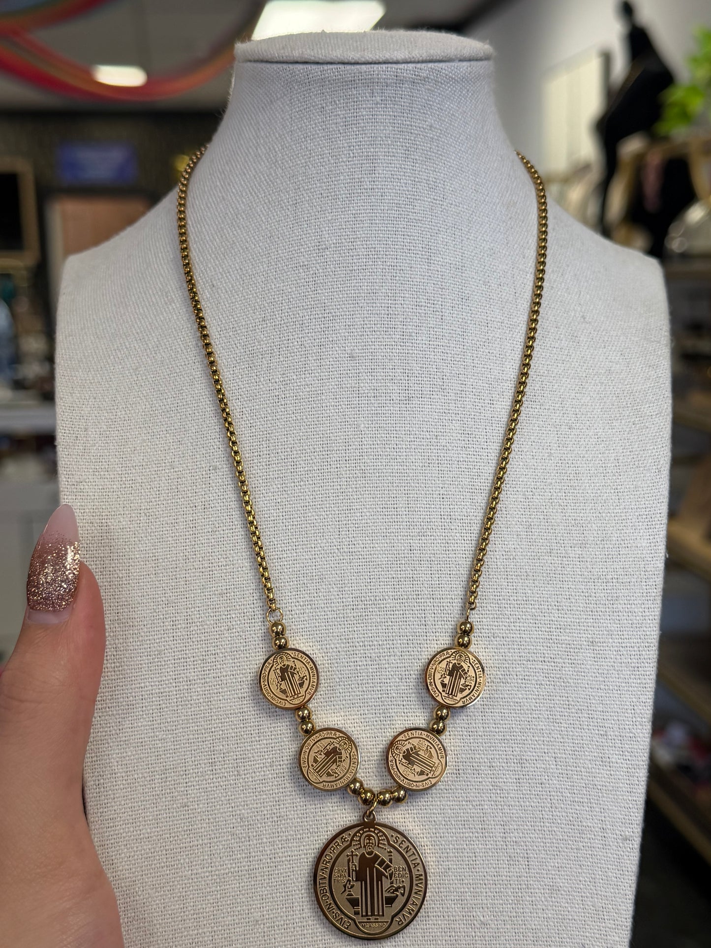 Stainless Gold Plated Muti Charm Necklace