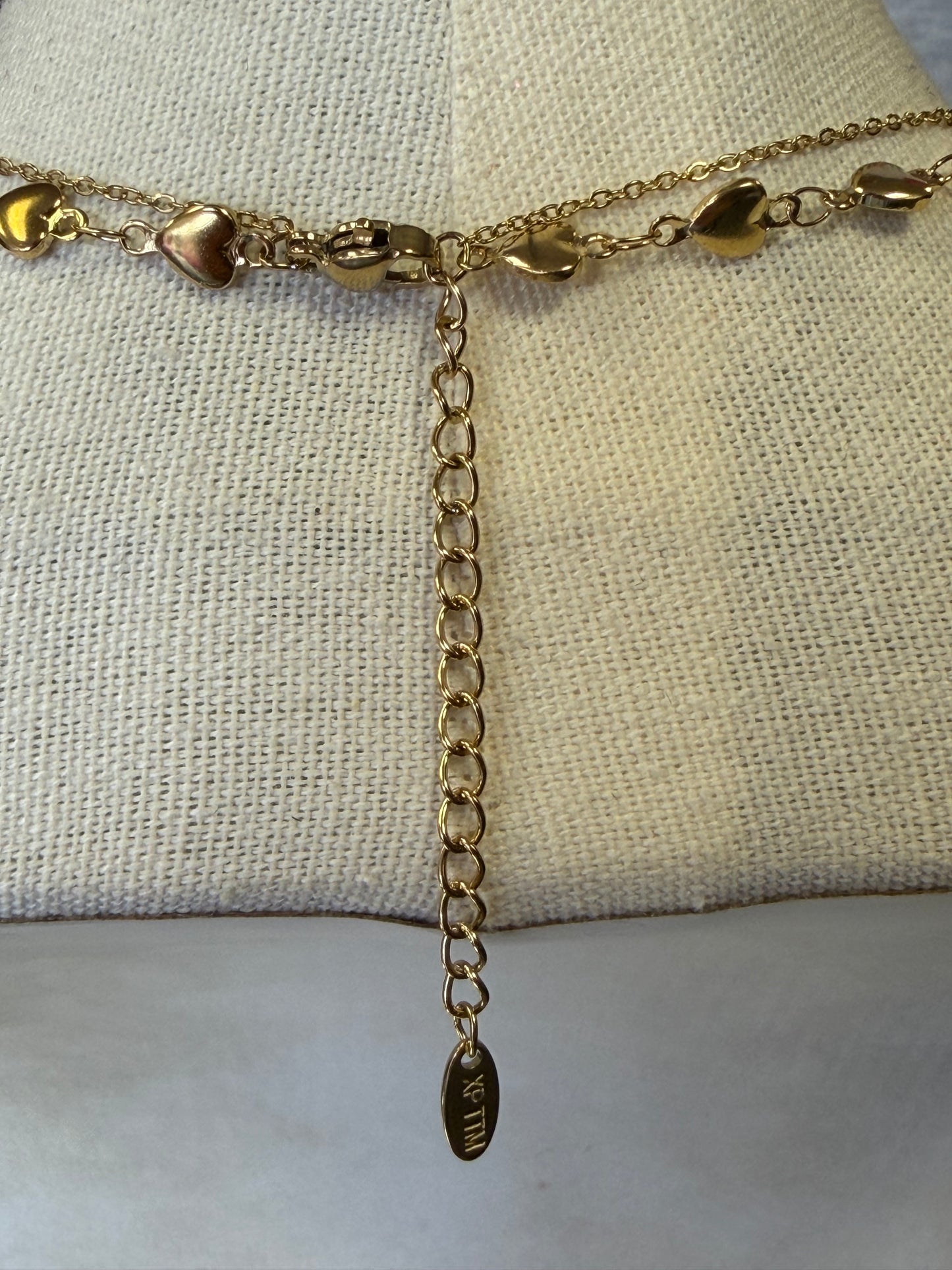 Stainless Steel Gold Plated Multi Stone Lariat Necklace