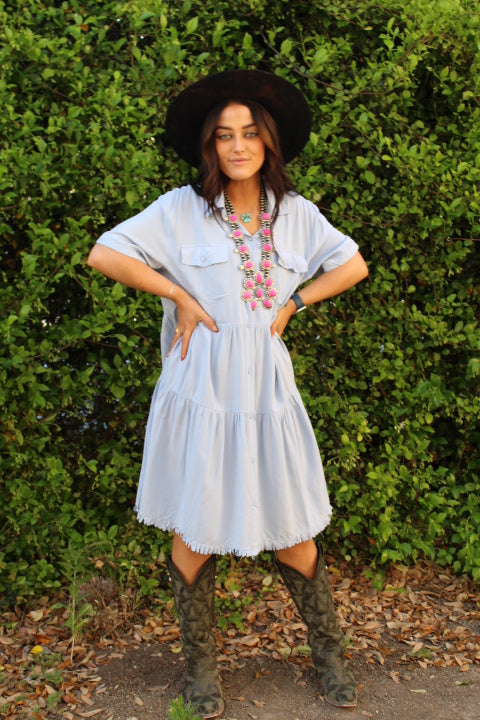 Wagon Train Tiered Distressed Hem Dress