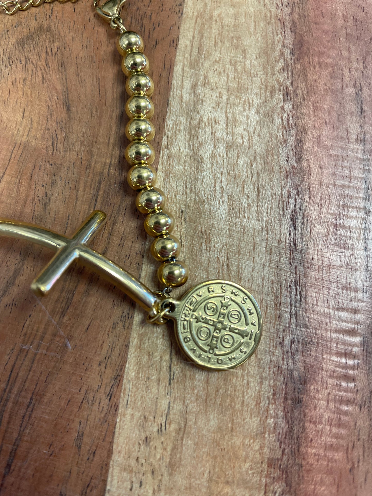 Gold Cross Beaded Bracelet