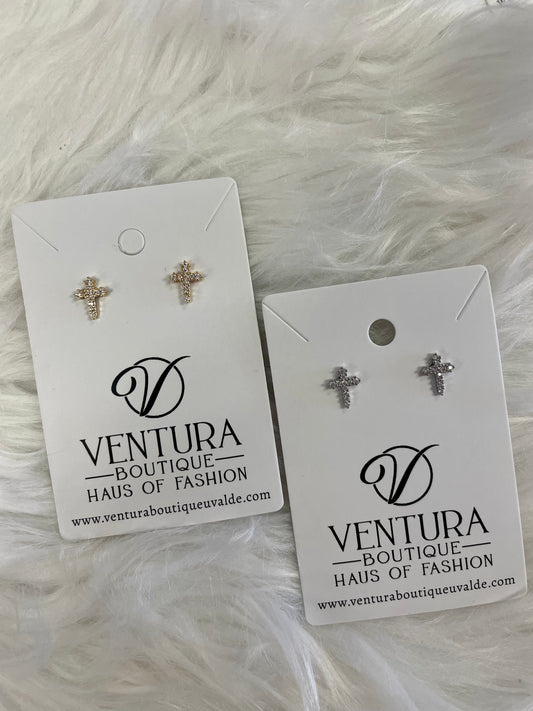 Small Cross Stud Earrings